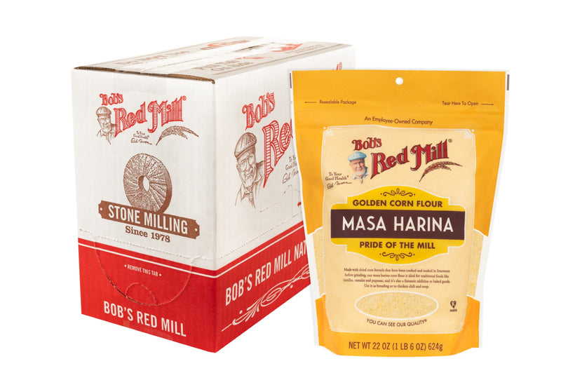 Bob's Red Mill Golden Corn Flour Masa Harinaone Four Pouches 22 Ounce Size - 4 Per Case.