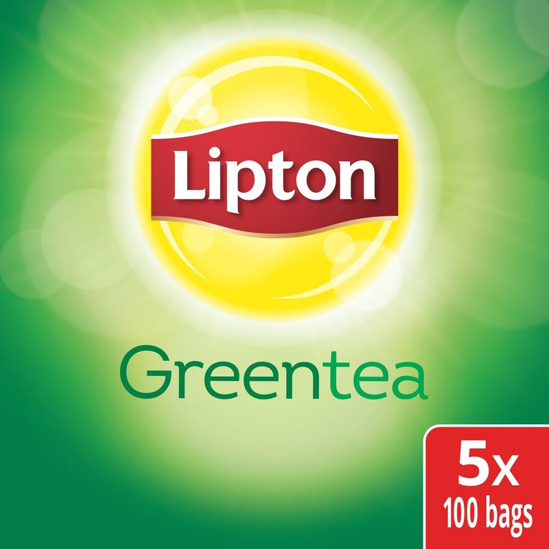 Lipton Green Tea Premium Tea Bags Individually Wrapped 100 Count Packs - 5 Per Case.