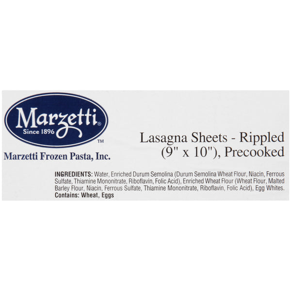 Marzetti Frozen Pasta Rippled Precooked Lasagna Sheets 48 Count Packs - 1 Per Case.