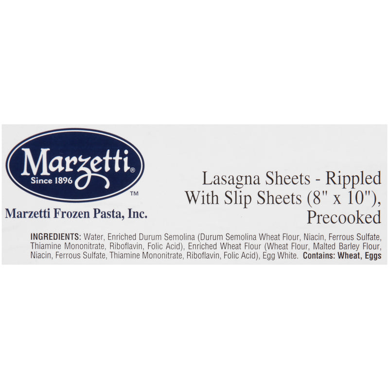 Marzetti Frozen Pasta Rippled Lasagna Sheets 40 Count Packs - 1 Per Case.