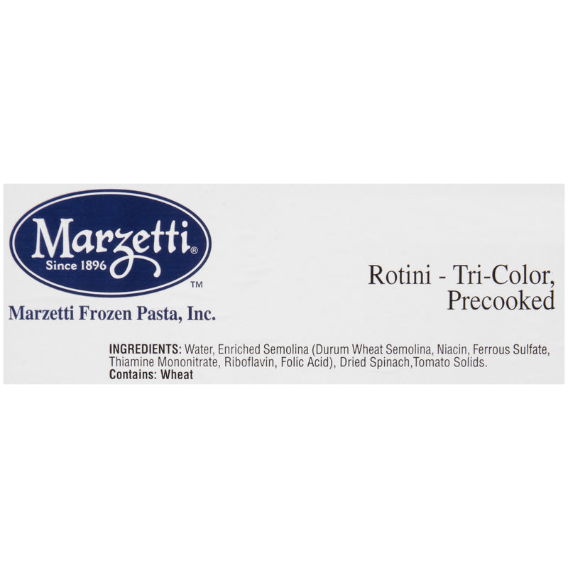 Marzetti Frozen Pasta Precooked Tri-Color Rotini 3 Pound Each - 6 Per Case.