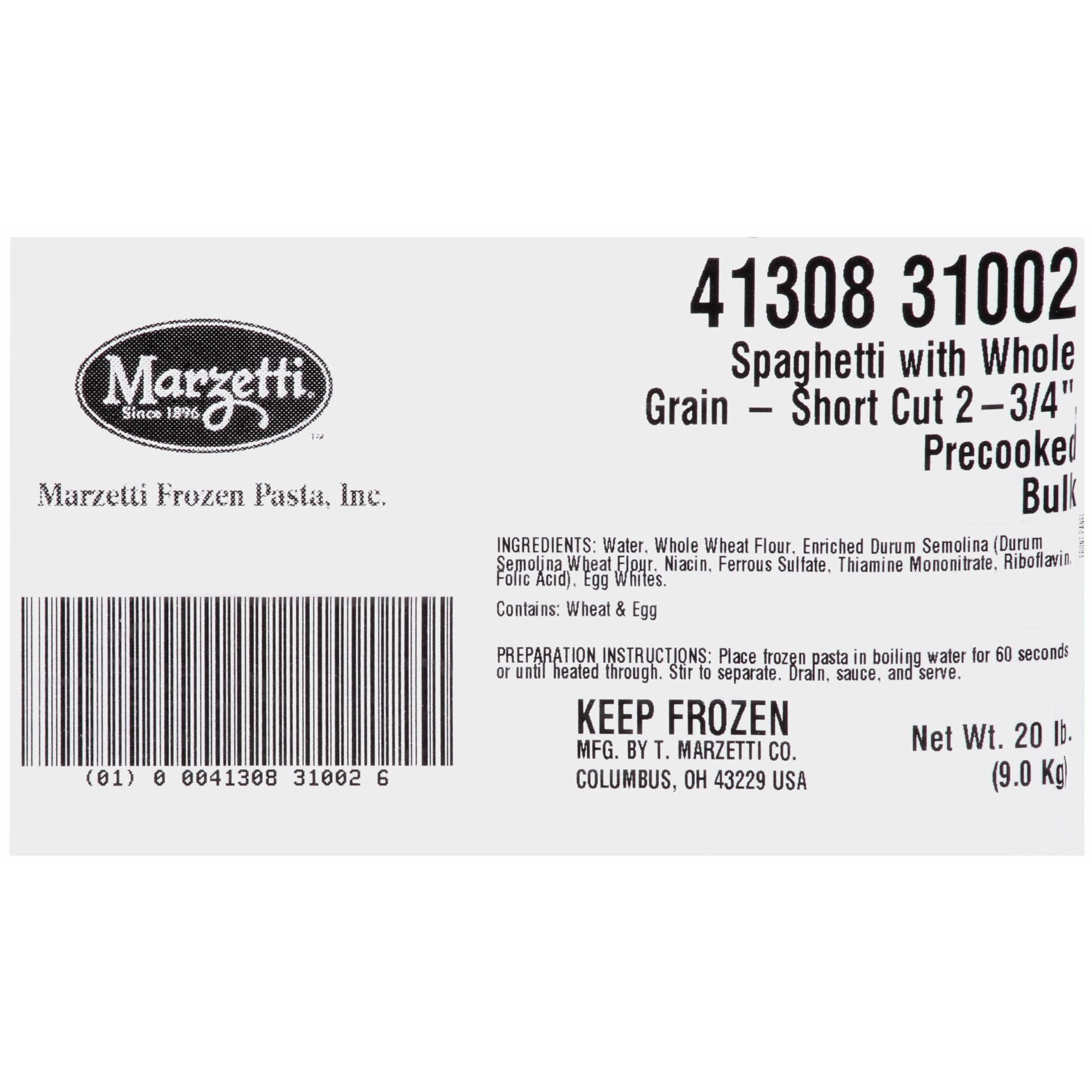Mfp Spaghetti With Whole Grain Short Cut 4" Bulk Precooked 0.33 Pound Each - 1 Per Case.
