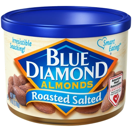 Blue Diamond Roasted Salted Almonds 6 Ounce Size - 12 Per Case.