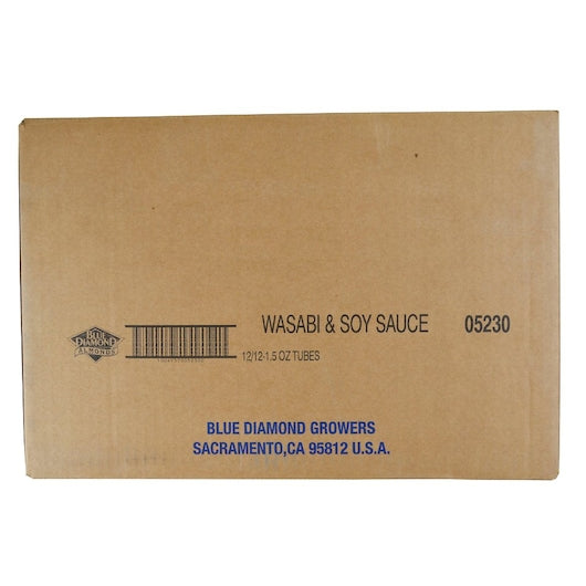 Blue Diamond Wasabi & Soy Sauce Almonds Tube 1.5 Ounce Size - 144 Per Case.