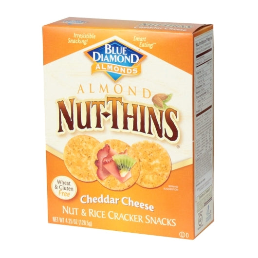 Blue Diamond Almonds Crackers Cheddar Cheese 4.25 Ounce Size - 12 Per Case.