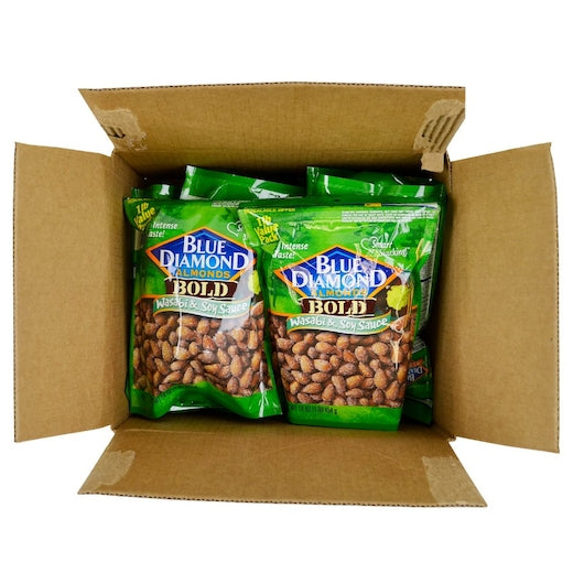 Blue Diamond Bold Wasabi & Soy Sauce Almonds 16 Ounce Size - 6 Per Case.