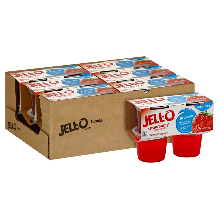 JELL-O Strawberry Sugar Free Gelatin 3.1 Ounce Cups (4/6 Count)