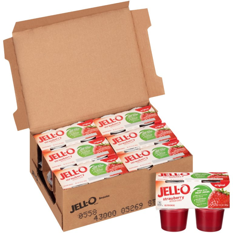 JELL-O Strawberry Gelatin 3.3 Ounce Cups (4/6 Count)