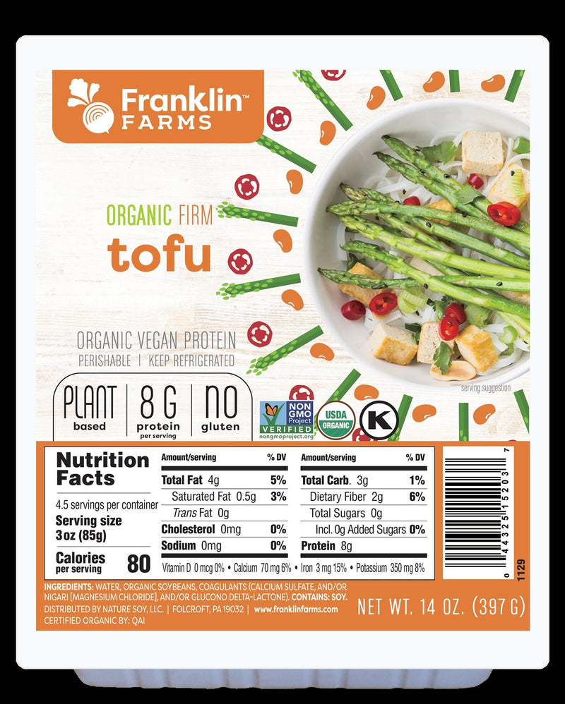 Franklin Farms Organic Firm Tofu 14 Ounce Size - 6 Per Case.