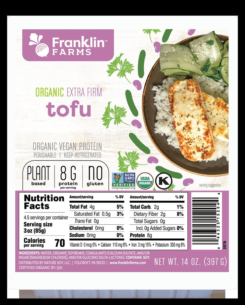 Franklin Farms Organic Extra Firm Tofu 14 Ounce Size - 6 Per Case.