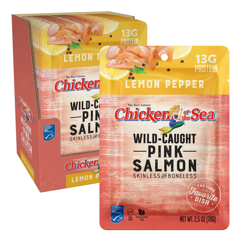 Chicken Of The Sea Skinlessboneless Pink Salmon In Lemon Pepper Pouch 2.5 Ounce Size - 12 Per Case.