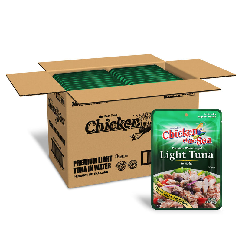 Chicken Of The Sea Premium Light Tuna Pouch 3 Ounce Size - 24 Per Case.