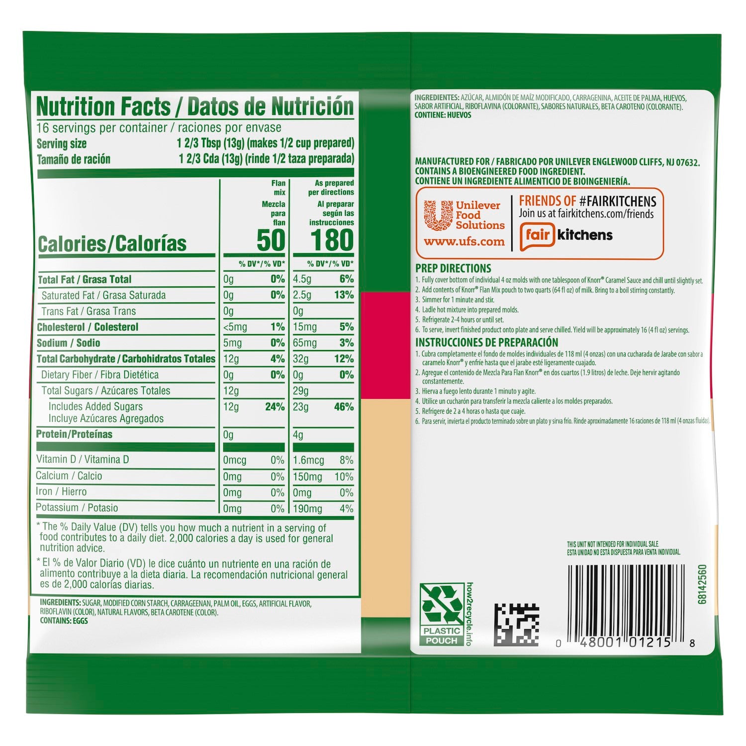 Knorr Desserts Flan Creme & Caramel 8 Ounce Size - 6 Per Case.