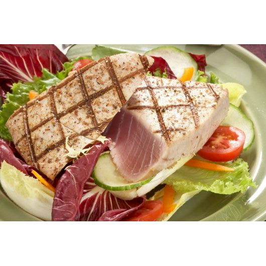 Oyster Bay Individual Vacuum Packed Skinless Boneless Wild 4 Ounce Tuna Steak 10 Pound Each - 1 Per Case.