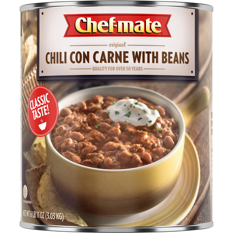 Chef Mate Original Chili Con Carne With Beans 6.68 Pound Each - 6 Per Case.