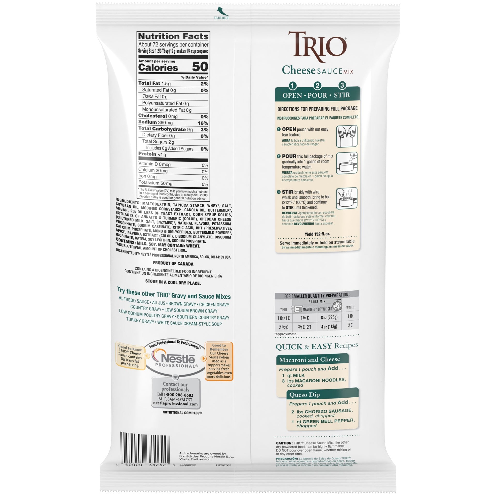 Trio Cheese Sauce 2 Pound Each - 8 Per Case.