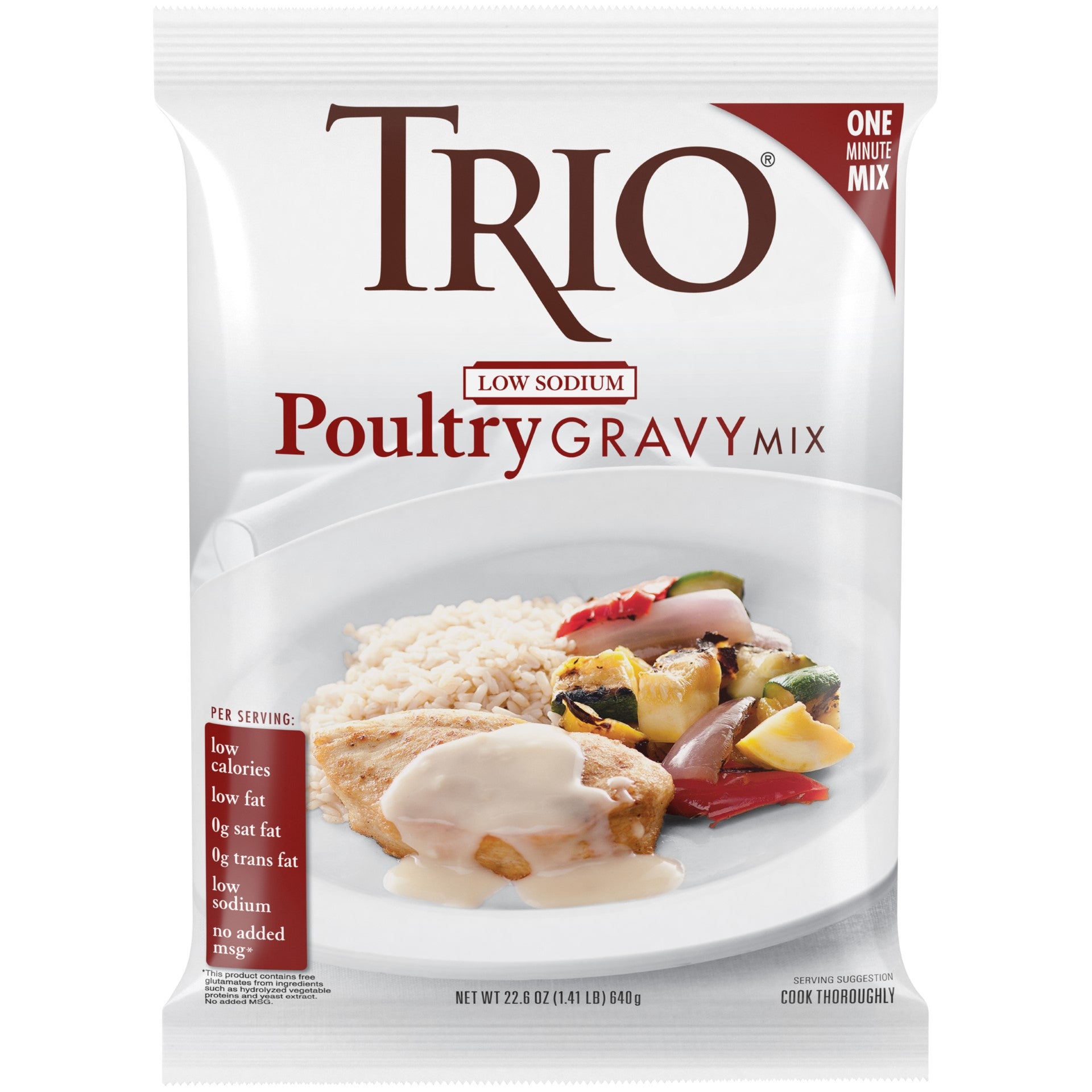 Trio Low Sodium Poultry Gravy Mix Made With Chicken 1.41 Pound Each - 8 Per Case.