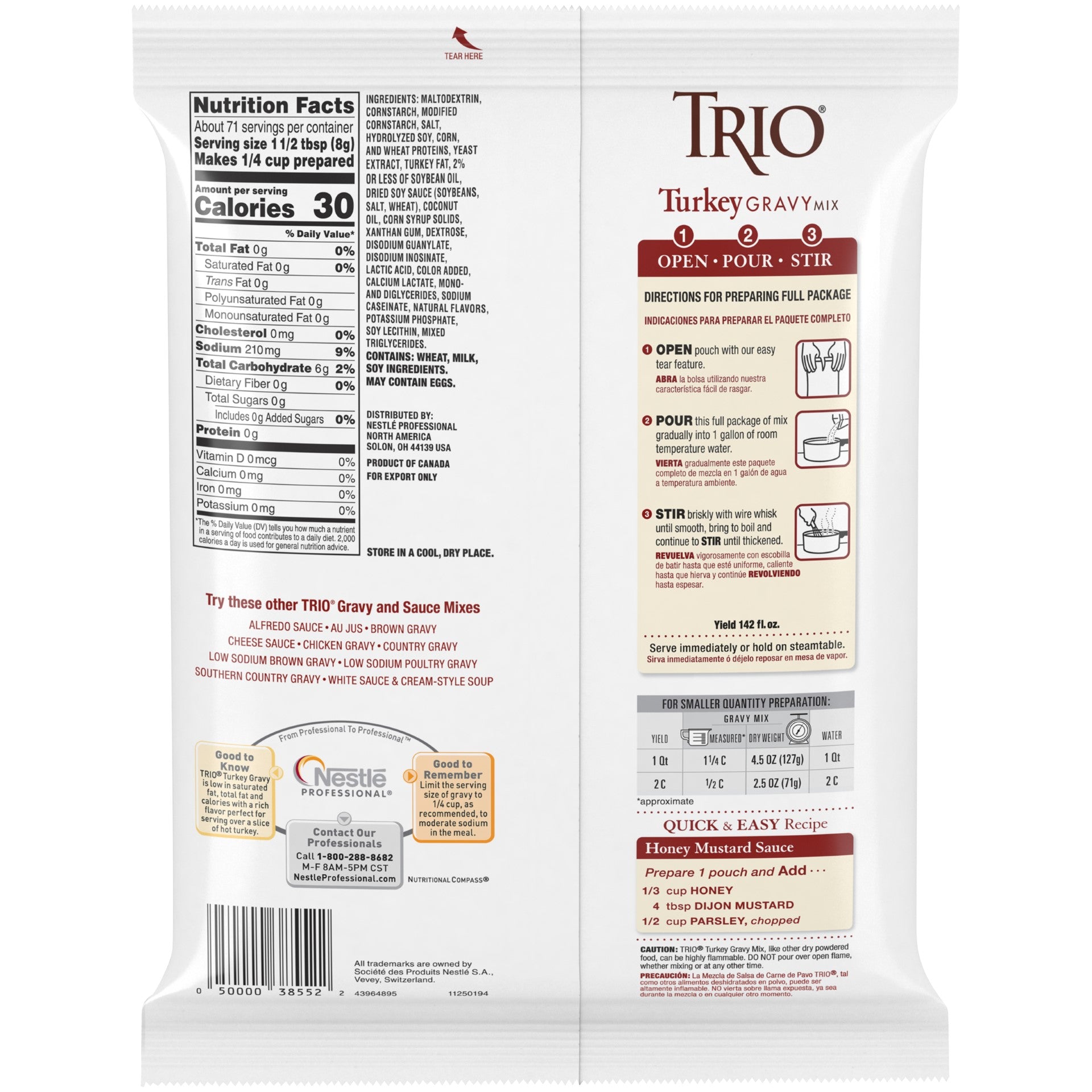 Trio Turkey Gravy Mix 1.25 Pound Each - 8 Per Case.