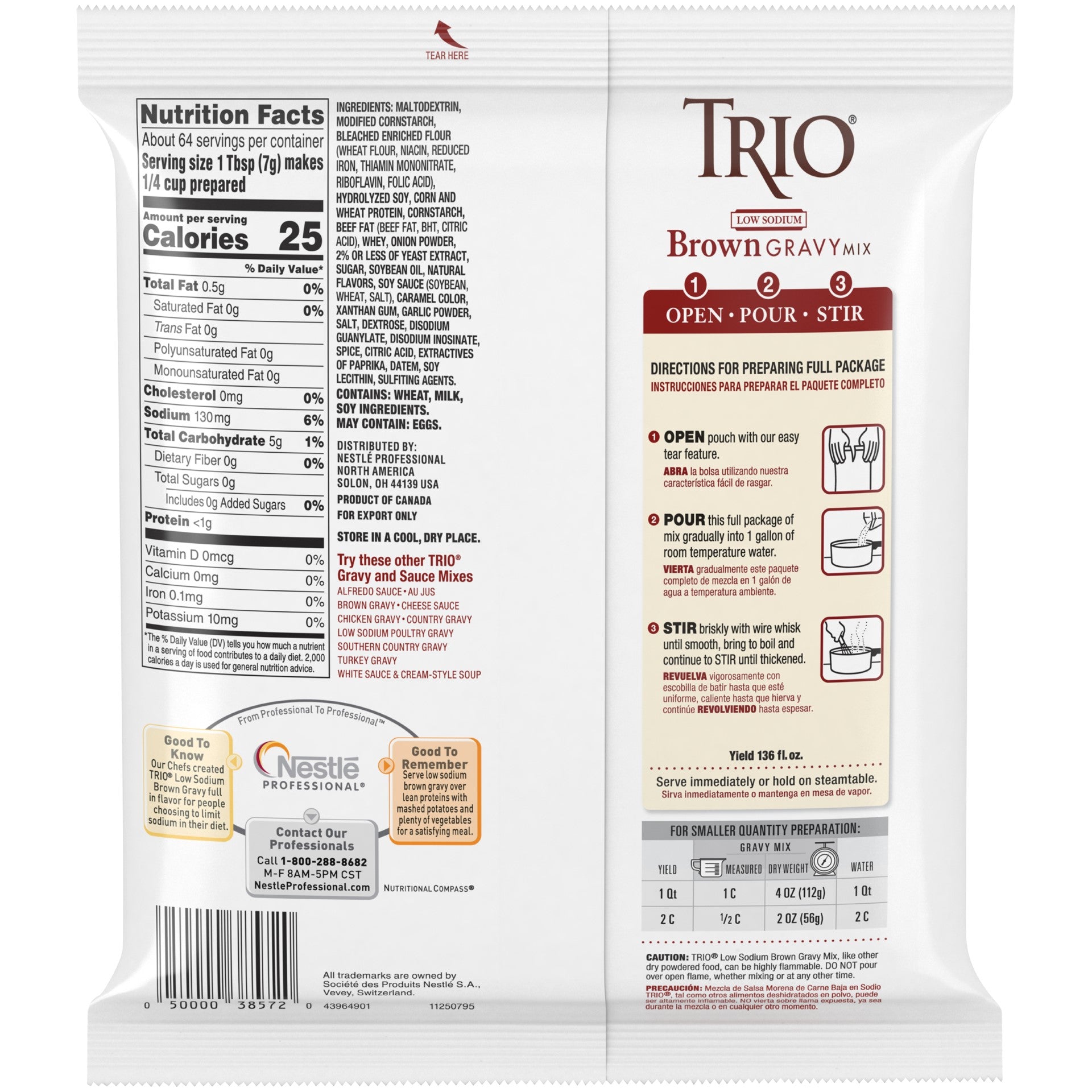 Trio Low Sodium Brown Gravy Mix 1 Pound Each - 8 Per Case.