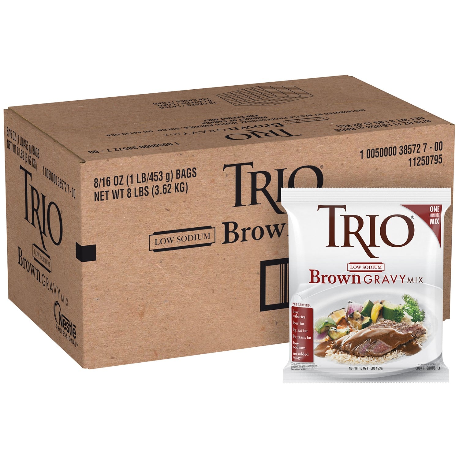 Trio Low Sodium Brown Gravy Mix 1 Pound Each - 8 Per Case.