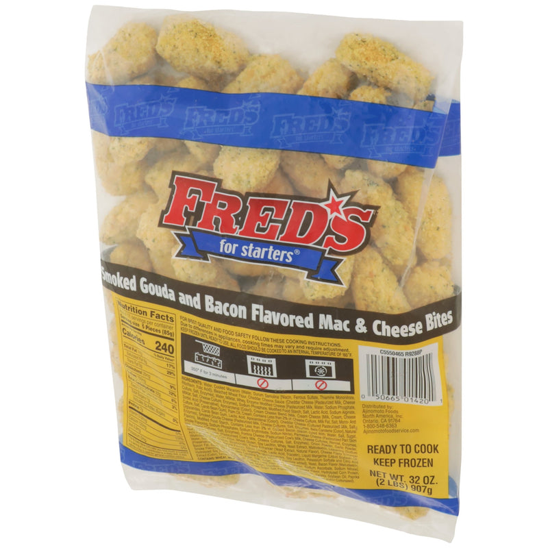 Fred's Smoked Gouda & Bacon Flavored Mac &cheese Bite Bags 12 Pound Each - 1 Per Case.