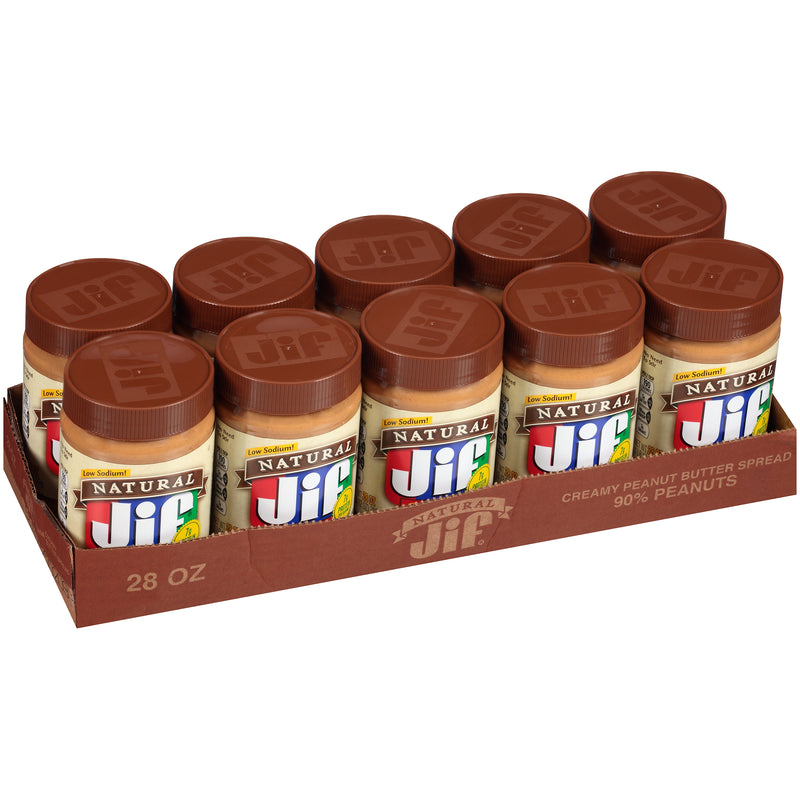 Jif Natural Creamy Peanut Butter 28 Ounce Size - 10 Per Case.