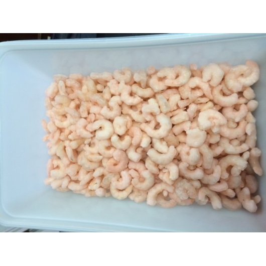 Frozen Seafood Commodity Cooked Tail Off White Shrimp 41/50 2 Pound Each - 5 Per Case.