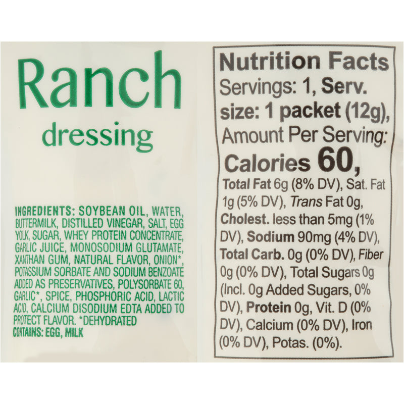 Ranch Dressing 12 Grams Each - 204 Per Case.