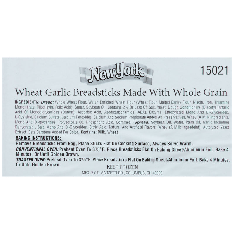 New York Bakery Wheat Garlic Breadstick With Whole Grain 13.5 Pound Each - 1 Per Case.