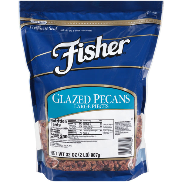 Fisher Glazed Pecan Pieceslarge 32 Ounce Size - 3 Per Case.