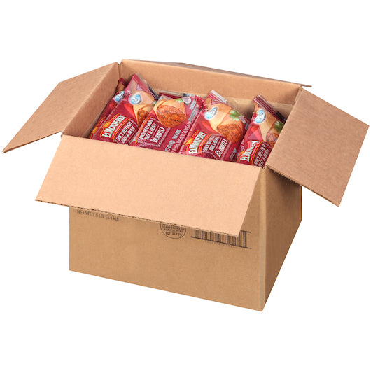 El Monterey Individually Wrapped Beef & Bean Spicy Red Hot Burrito, 5 Ounces - 24 Per Case.