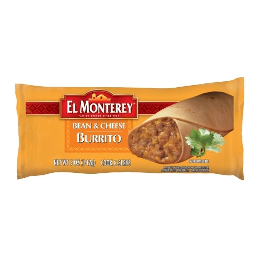 El Monterey Individually Wrapped Bean & Cheese Burrito, 5 Ounces- 24 Per Case.