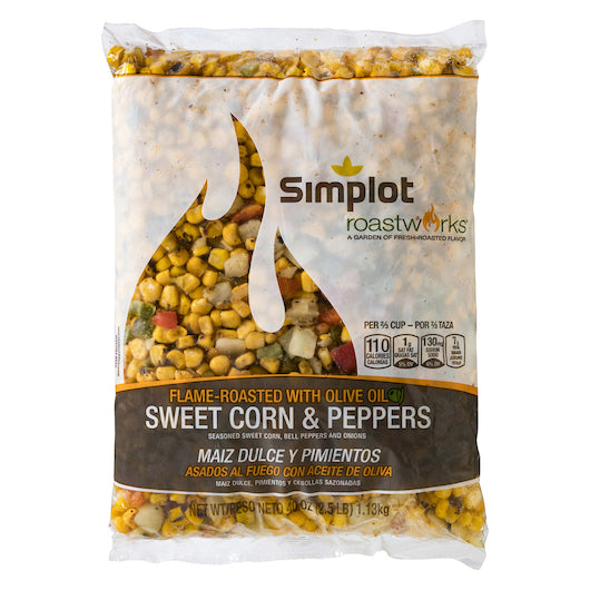 Simplot Roastworks Flame Roasted Sweet Corn & Peppers Blend 2.5 Pound Each - 6 Per Case.
