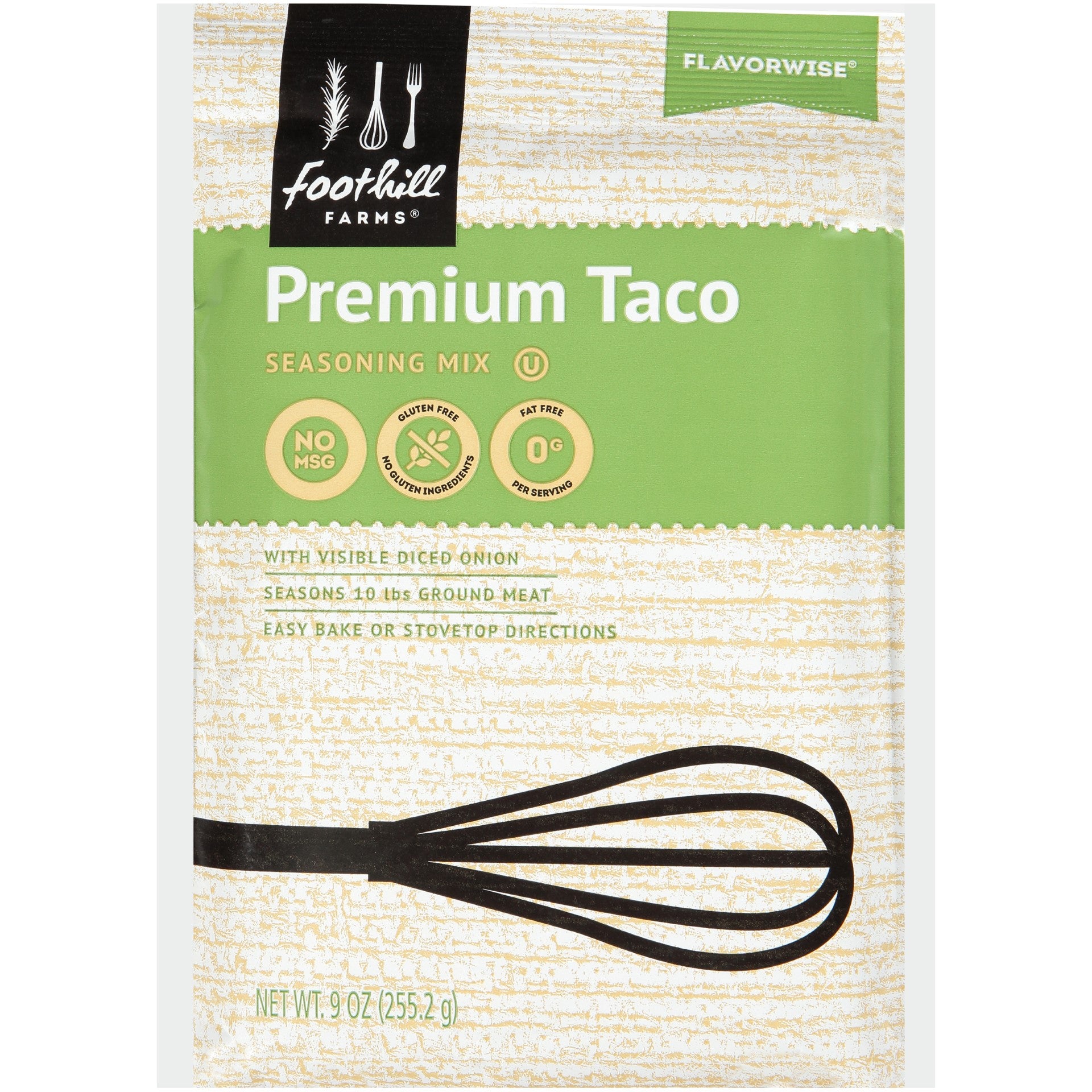 Foothill Farms Premium Taco Seasoning Mix 9 Ounce Size - 6 Per Case.
