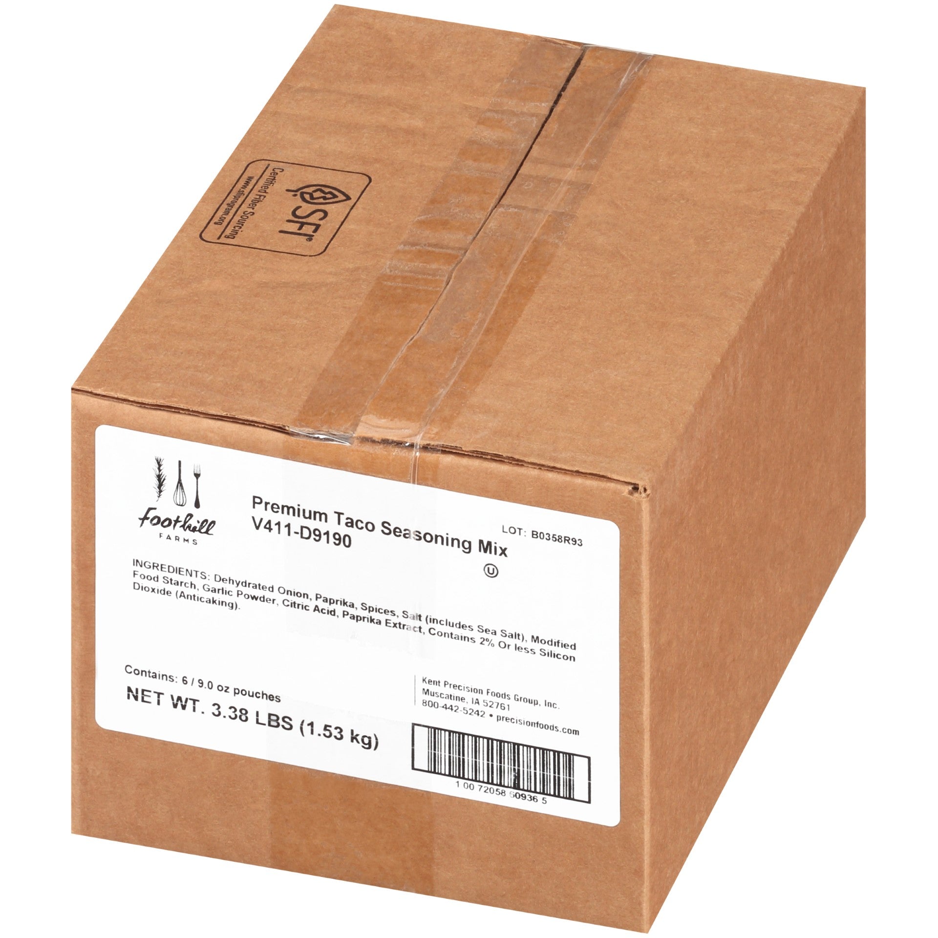 Foothill Farms Premium Taco Seasoning Mix 9 Ounce Size - 6 Per Case.