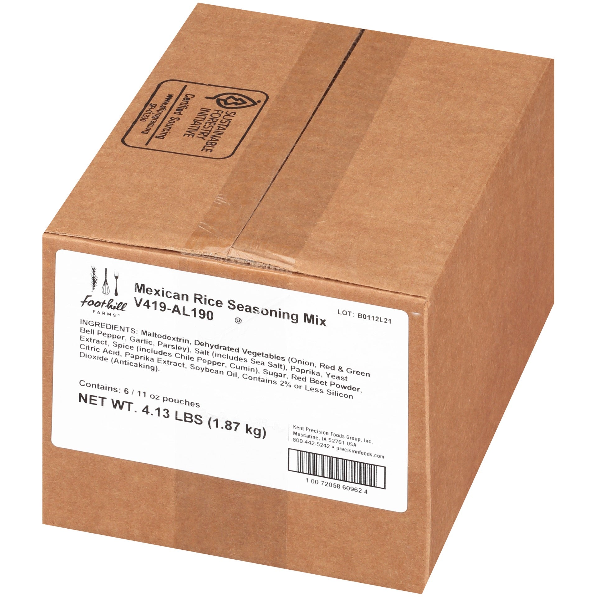 Foothill Farms Mexican Rice Seasoning Mix 11 Ounce Size - 6 Per Case.