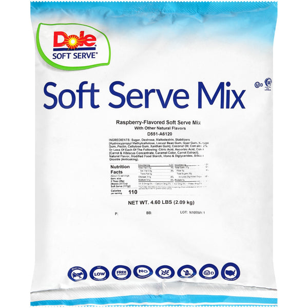 Dole Soft Serve Raspberry Flavored Soft Servemix 4.6 Pound Each - 4 Per Case.