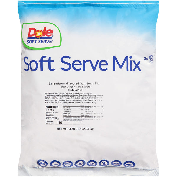 Dole Soft Serve Strawberry Flavored Soft Serve Mix 4.5 Pound Each - 4 Per Case.