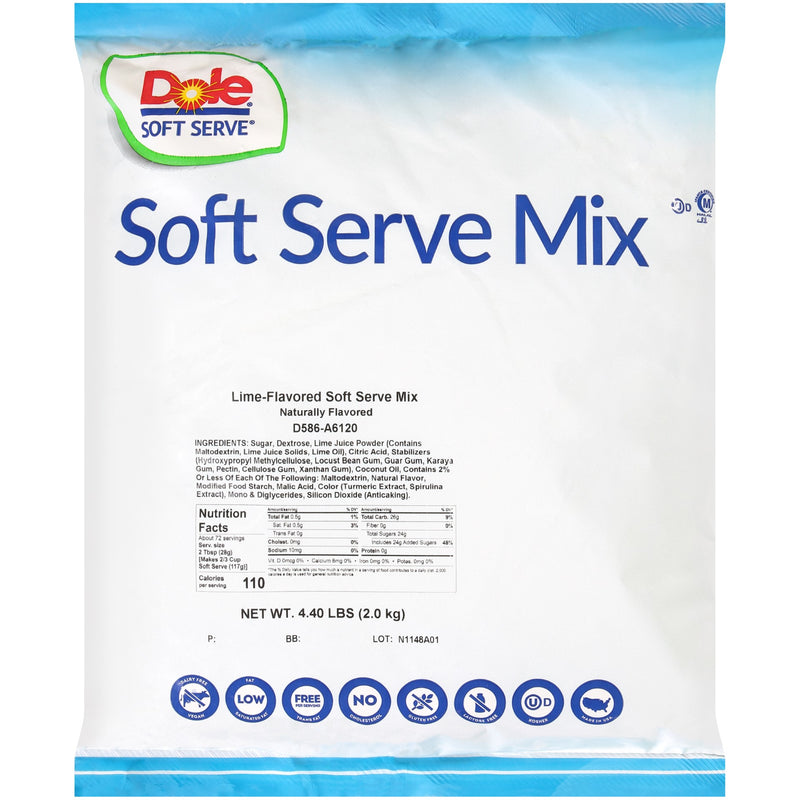 Dole Soft Serve Lime Flavored Soft Serve Mix 4.4 Pound Each - 4 Per Case.