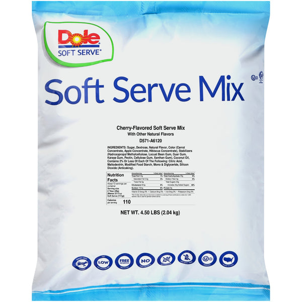 Dole Soft Serve Cherry Flavored Soft Serve Mix 4.5 Pound Each - 4 Per Case.