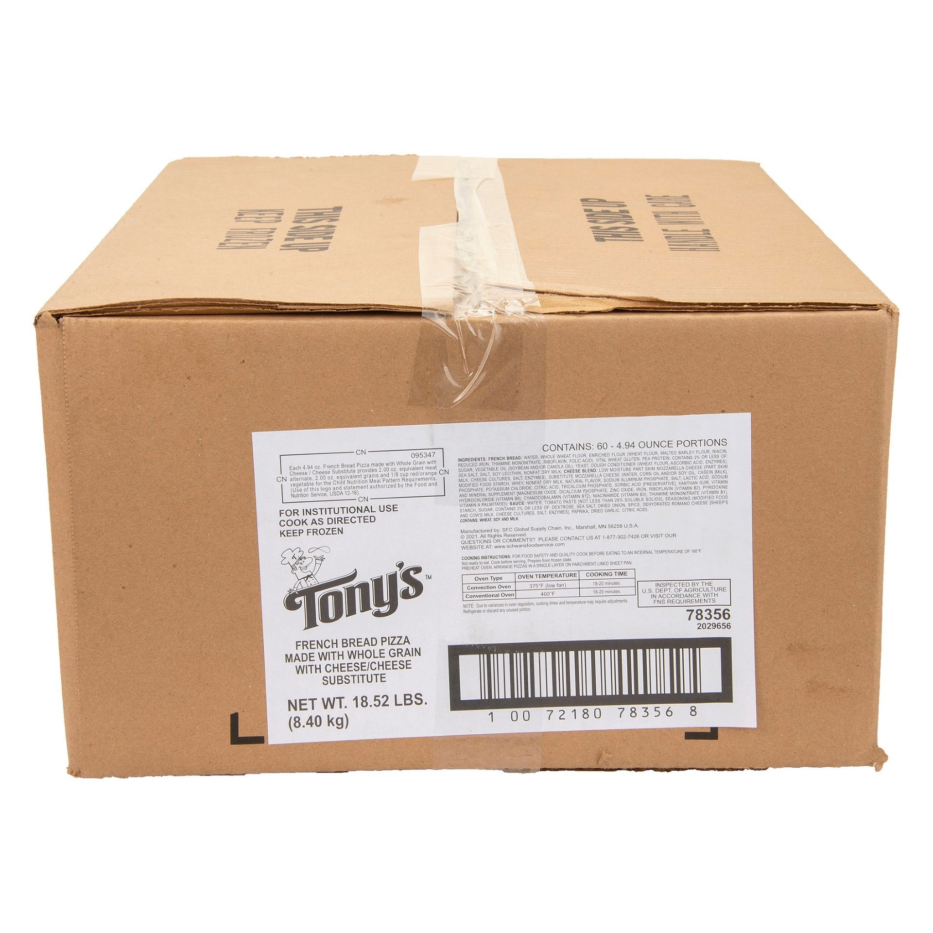 Sfs Tony's French Bread Wg Cheese Lbs60 Each - 1 Per Case.