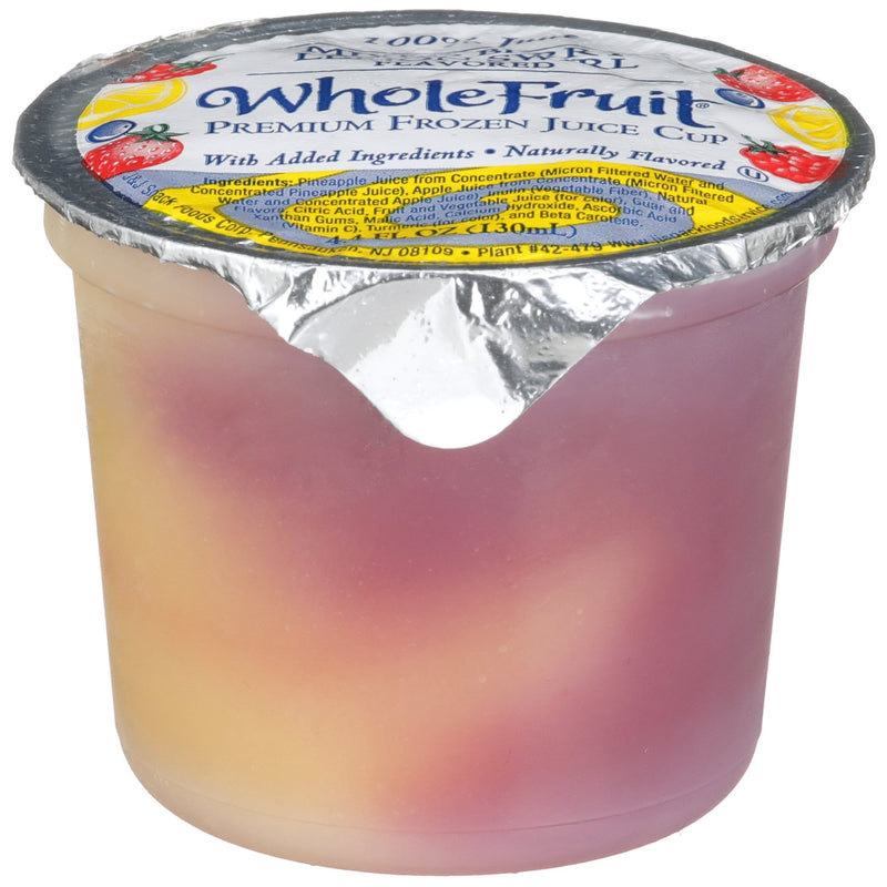 Whole Fruit 100% Juice Mixed Berry & Lemon Swirl Premium Frozen Cup 4 Ounce Size - 96 Per Case.