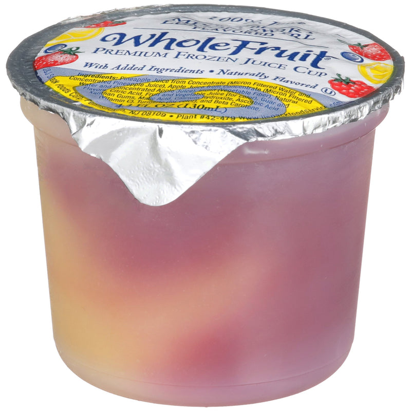 Whole Fruit 100% Juice Mixed Berry & Lemon Swirl Premium Frozen Cup 4 Ounce Size - 96 Per Case.