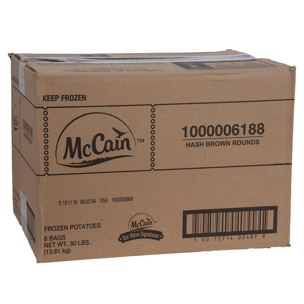 Mccain® Hash Brown Rounds Mccain® Croquetas Redondas 5 Pound Each - 6 Per Case.