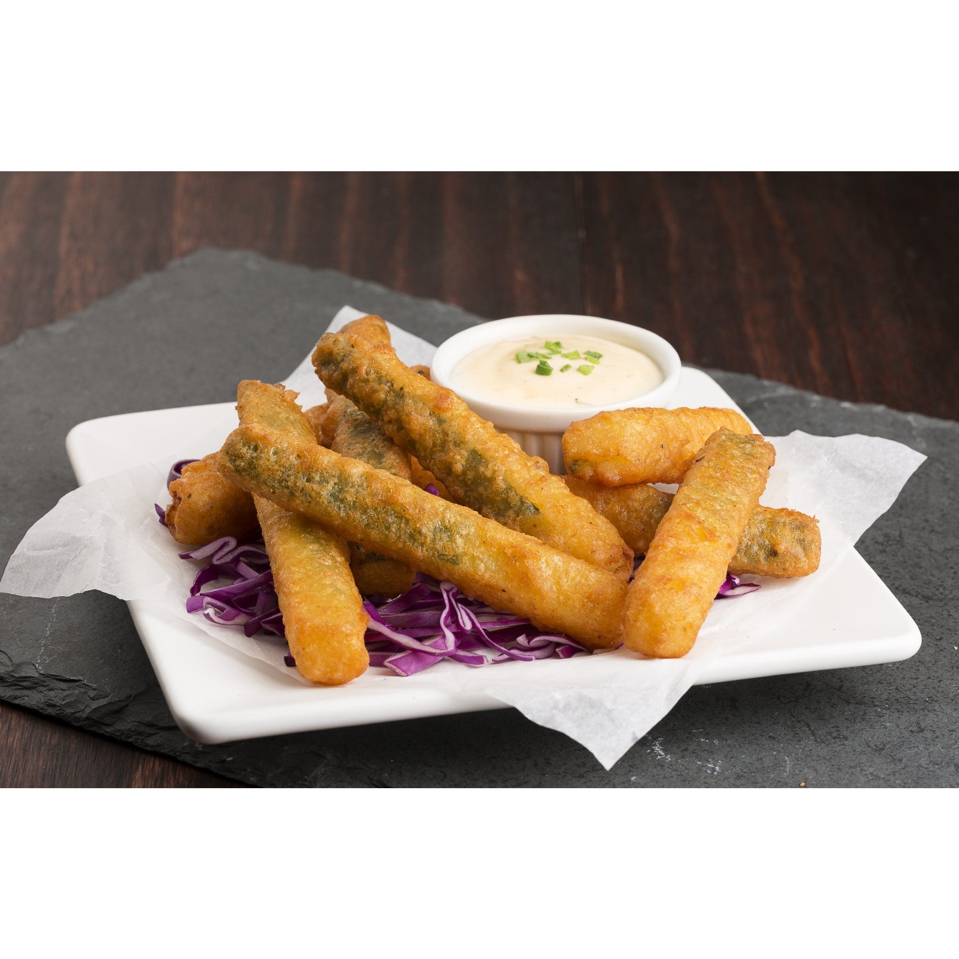 Fryersaver Battered Zucchini Sticks 32 Ounce Size - 6 Per Case.