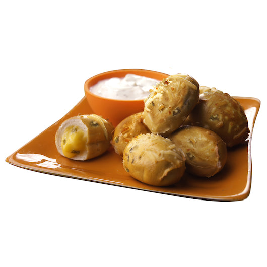 Superpretzel Jalapeno Cheese Filled Soft Pretzel Poppers 14.55 Grams Each - 240 Per Case.