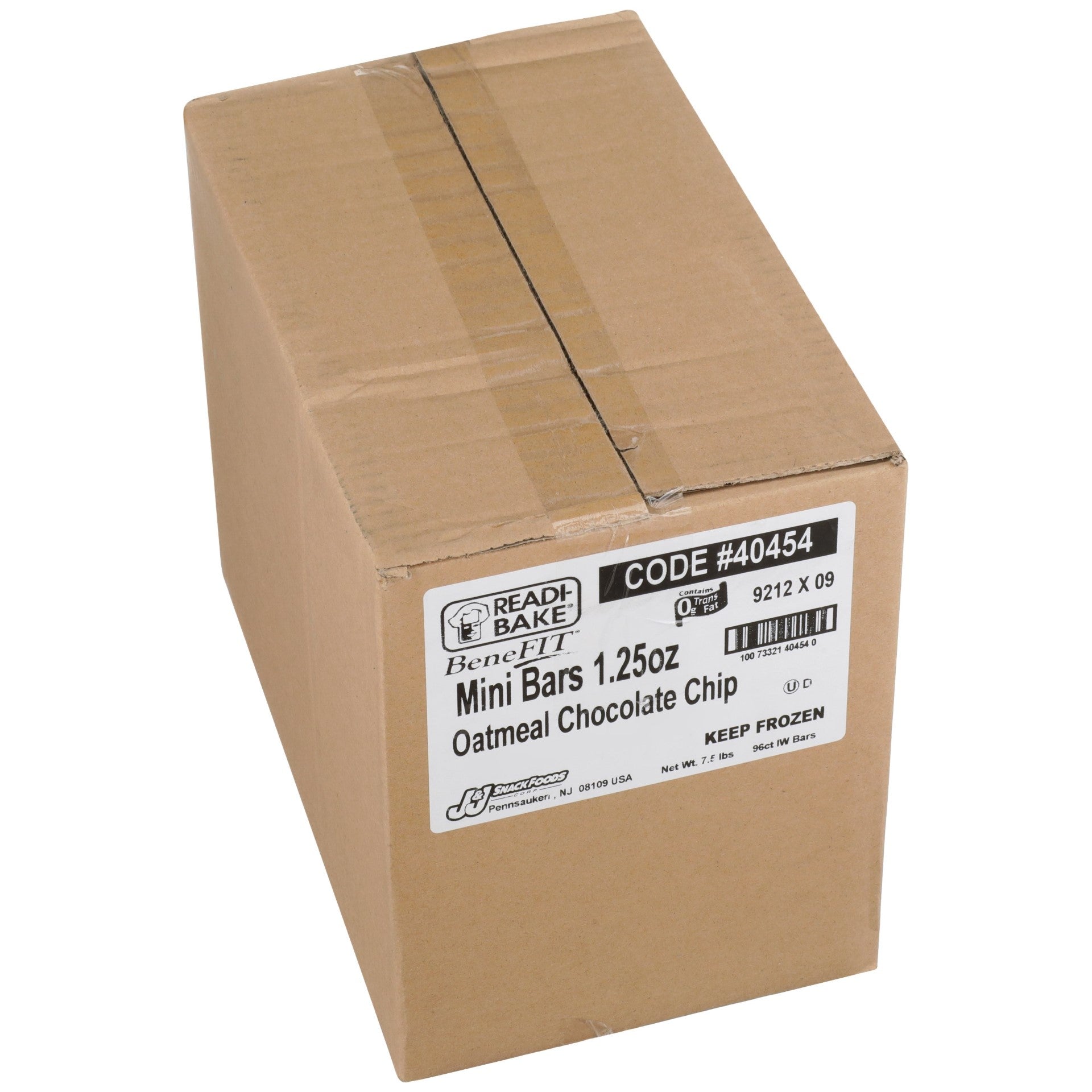Readi-Bake Benefit Oatmeal Chocolate Chip Bar 1.25 Ounce Size - 96 Per Case.