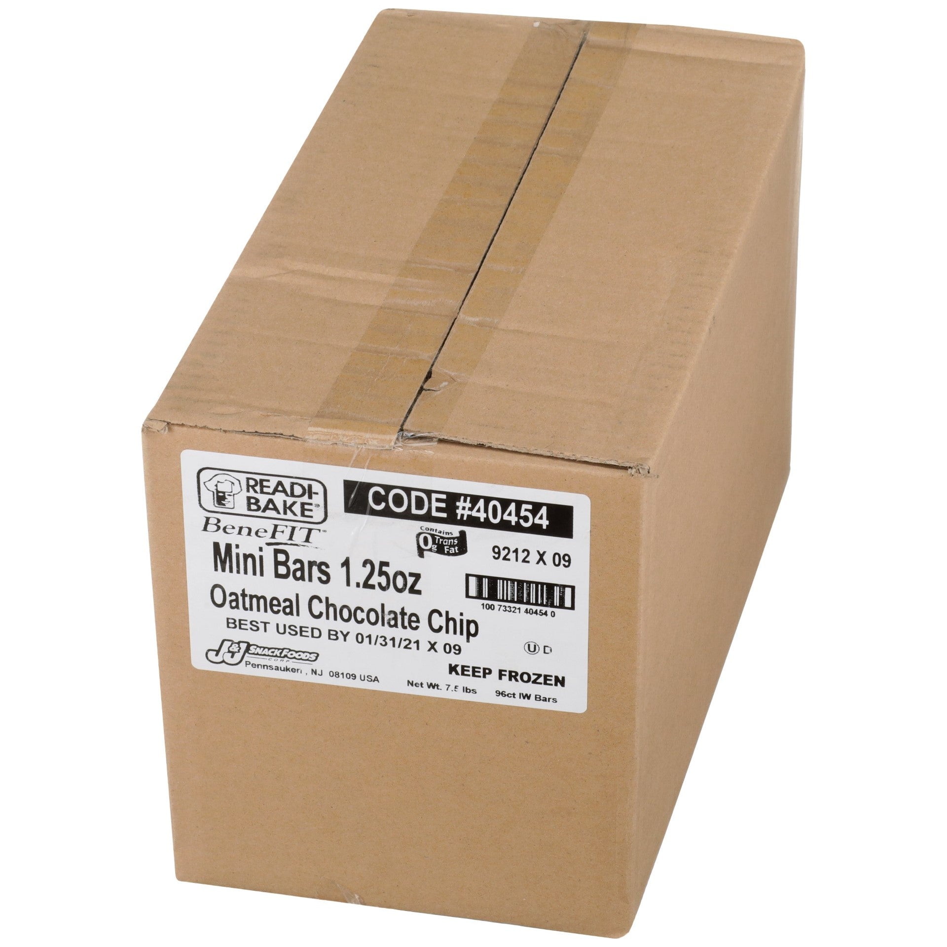 Readi-Bake Benefit Oatmeal Chocolate Chip Bar 1.25 Ounce Size - 96 Per Case.