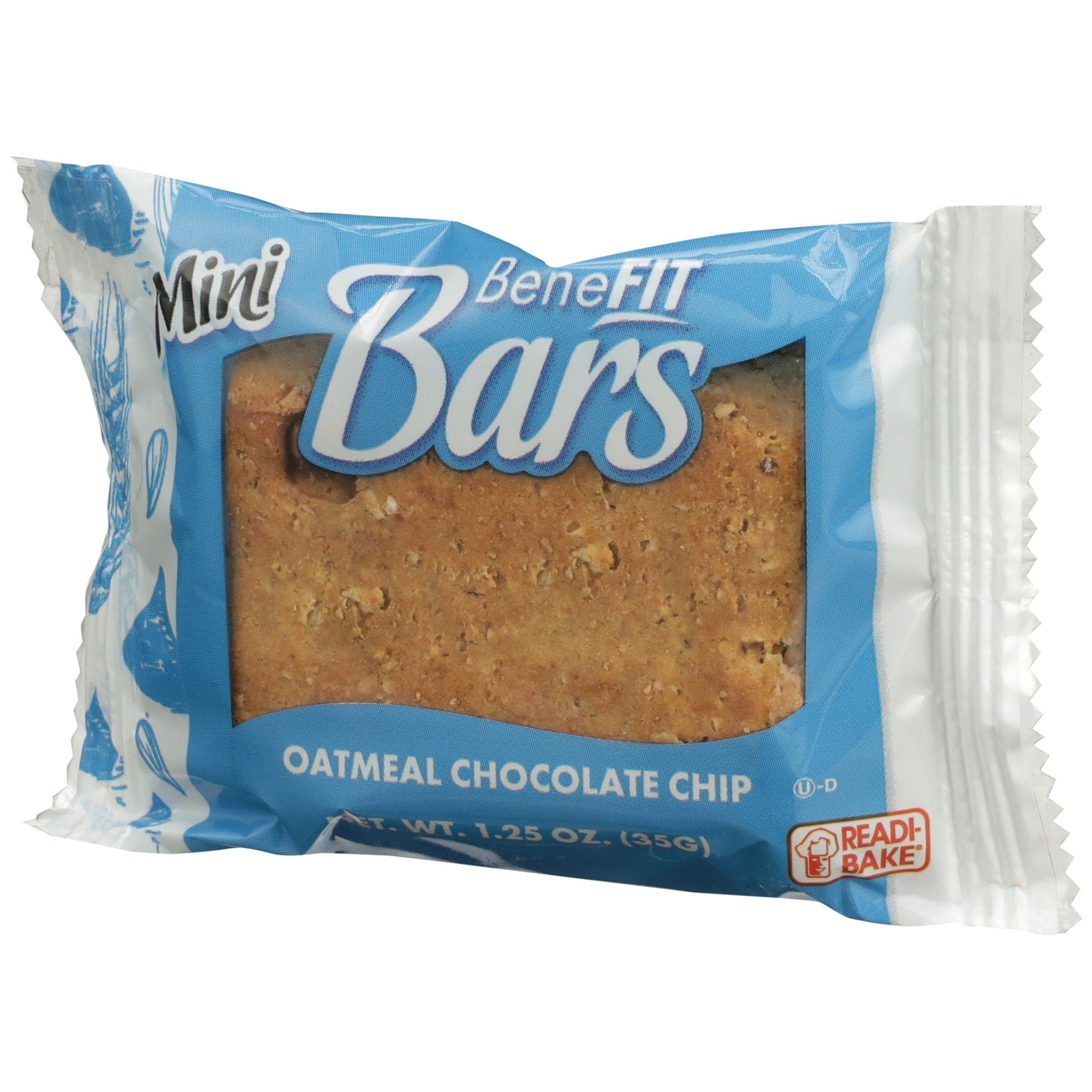 Readi-Bake Benefit Oatmeal Chocolate Chip Bar 1.25 Ounce Size - 96 Per Case.