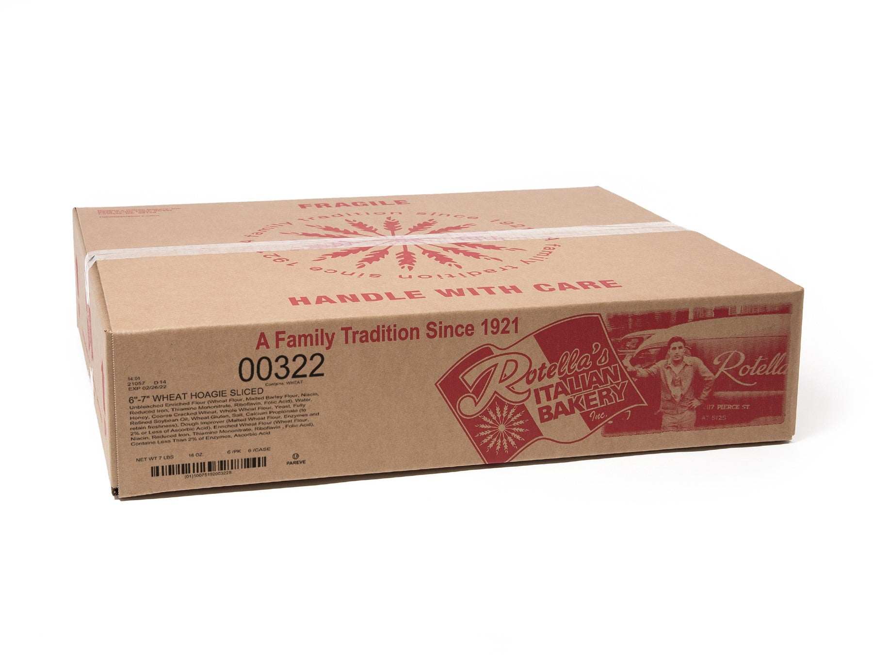 Bread Hoagie Sliced Wheat 6" 6 Count Packs - 6 Per Case.